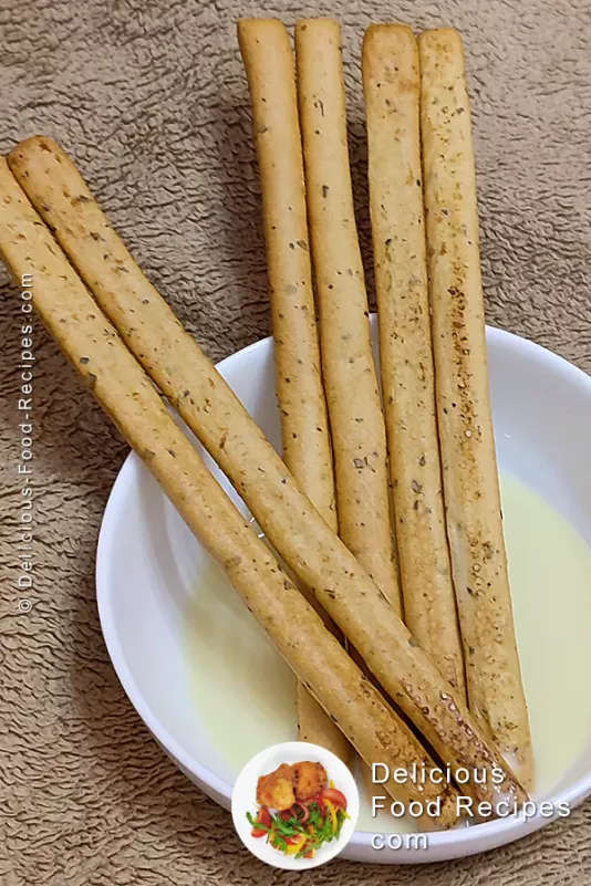 Grissini with basil and vanilla sauce recipe