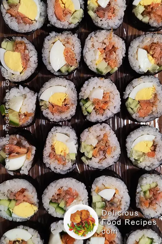 Tuna, egg and cucumber rolls recipe